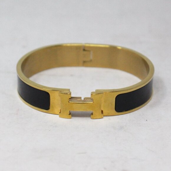 Hermes #J2SHNH Clic H Two Tone Bracelet - Picture 1 of 5